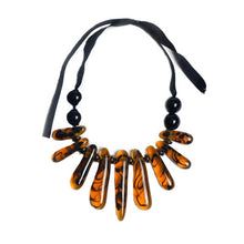 Load image into Gallery viewer, Chunky Tortoise Shell Tie Neck Statement Necklace
