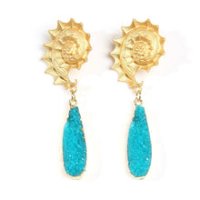 Load image into Gallery viewer, Turquoise Druzy Drop Earrings
