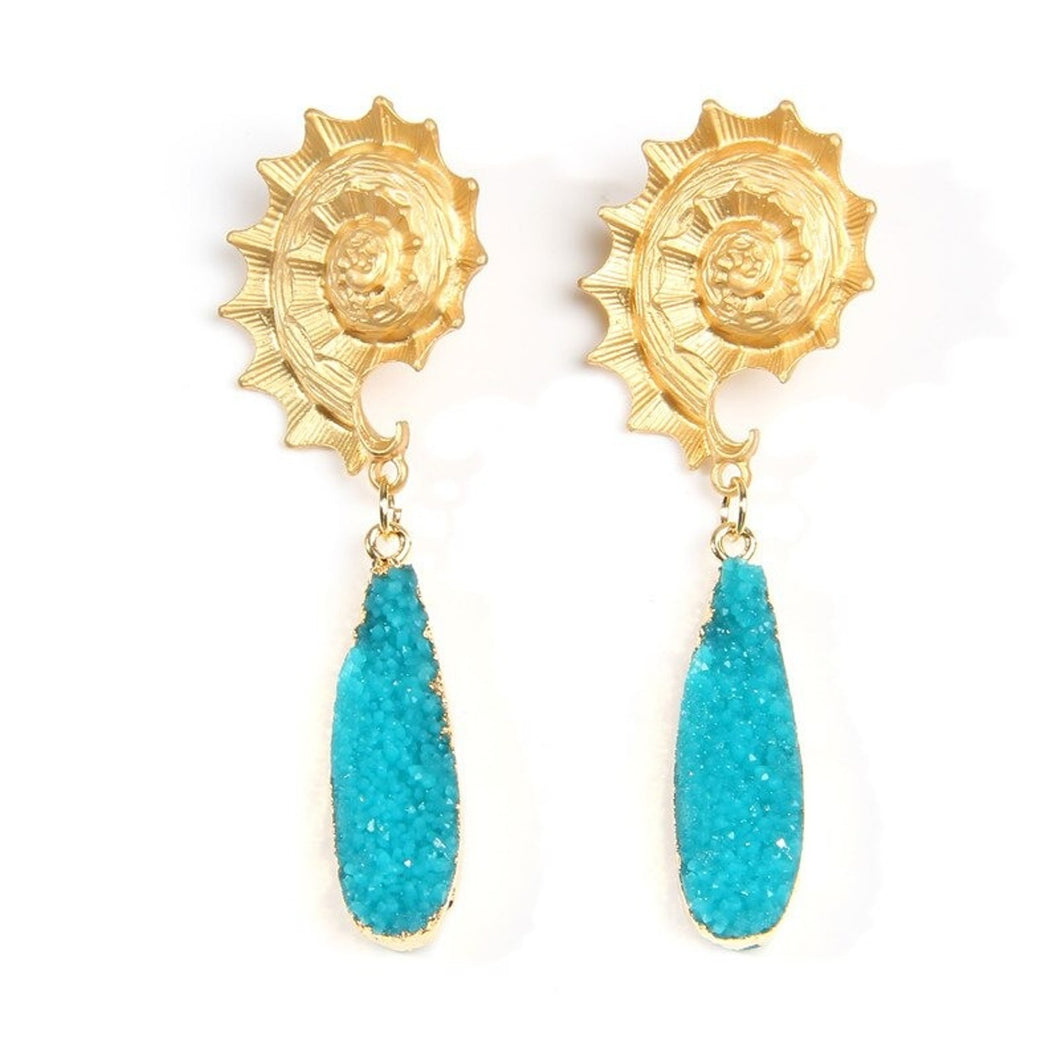 Turquoise Druzy Drop Earrings