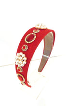 Load image into Gallery viewer, Red Faux Pearl and Crystal Jewelled Headband
