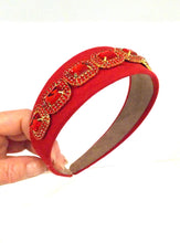 Load image into Gallery viewer, Red Jewelled Handmade Headband
