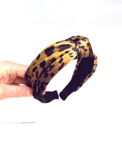 Leopard Print Velvet Knot Headband