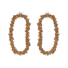 Load image into Gallery viewer, Gold Oval Jewelled Statement Earrings
