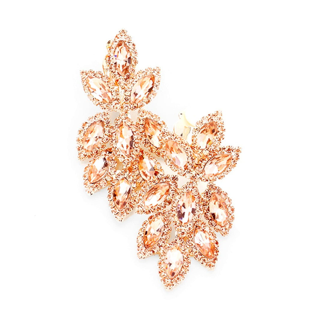 Clip On Rose Gold Crystal Vine Earrings