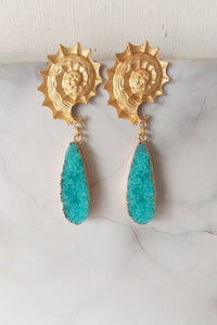 Turquoise Druzy Drop Earrings