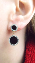 Load image into Gallery viewer, Mini Black and Crystal Drop Earrings
