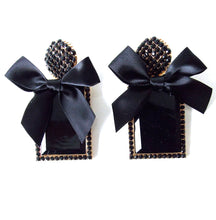 Load image into Gallery viewer, Black Rectangle Bow Earrings
