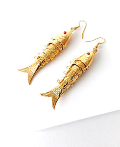 Vintage Gold Fish Earrings