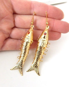 Vintage Gold Fish Earrings