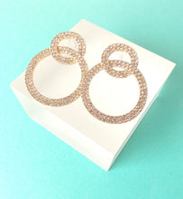 Load image into Gallery viewer, Gold Crystal Double Hoop Stud Earrings

