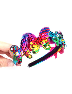 Girls Rainbow Sequin Butterfly Headband