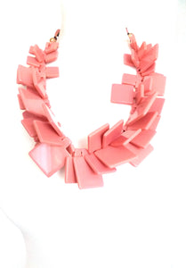 Pink Acrylic Abstract Statement Necklace