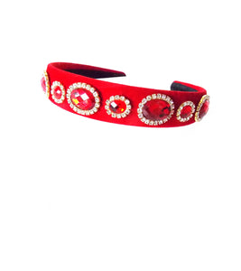 Red Multi Jewelled Handmade Headband