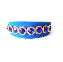 Load image into Gallery viewer, Wide Blue Faux Suede Jewelled Headband
