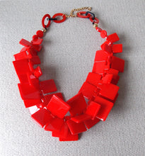 Load image into Gallery viewer, Chunky Red Acrylic Abstract Statement Necklace
