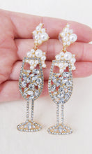 Load image into Gallery viewer, Pearl and Crystal Champagne Glass Earrings
