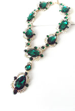 Load image into Gallery viewer, Emerald Green Jewelled Bridgerton Style Statement Necklace
