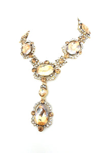 Champagne Crystal Jewelled Bridgerton Style Statement Necklace