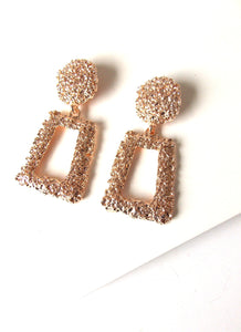 Clip On Rose Gold Textured Earrings
