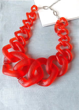 Load image into Gallery viewer, Orange Frosted Chunky Acrylic Chain Necklace
