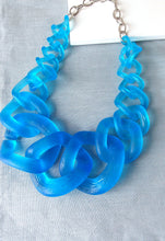 Load image into Gallery viewer, Blue Frosted Chunky Acrylic Chain Statement Necklace
