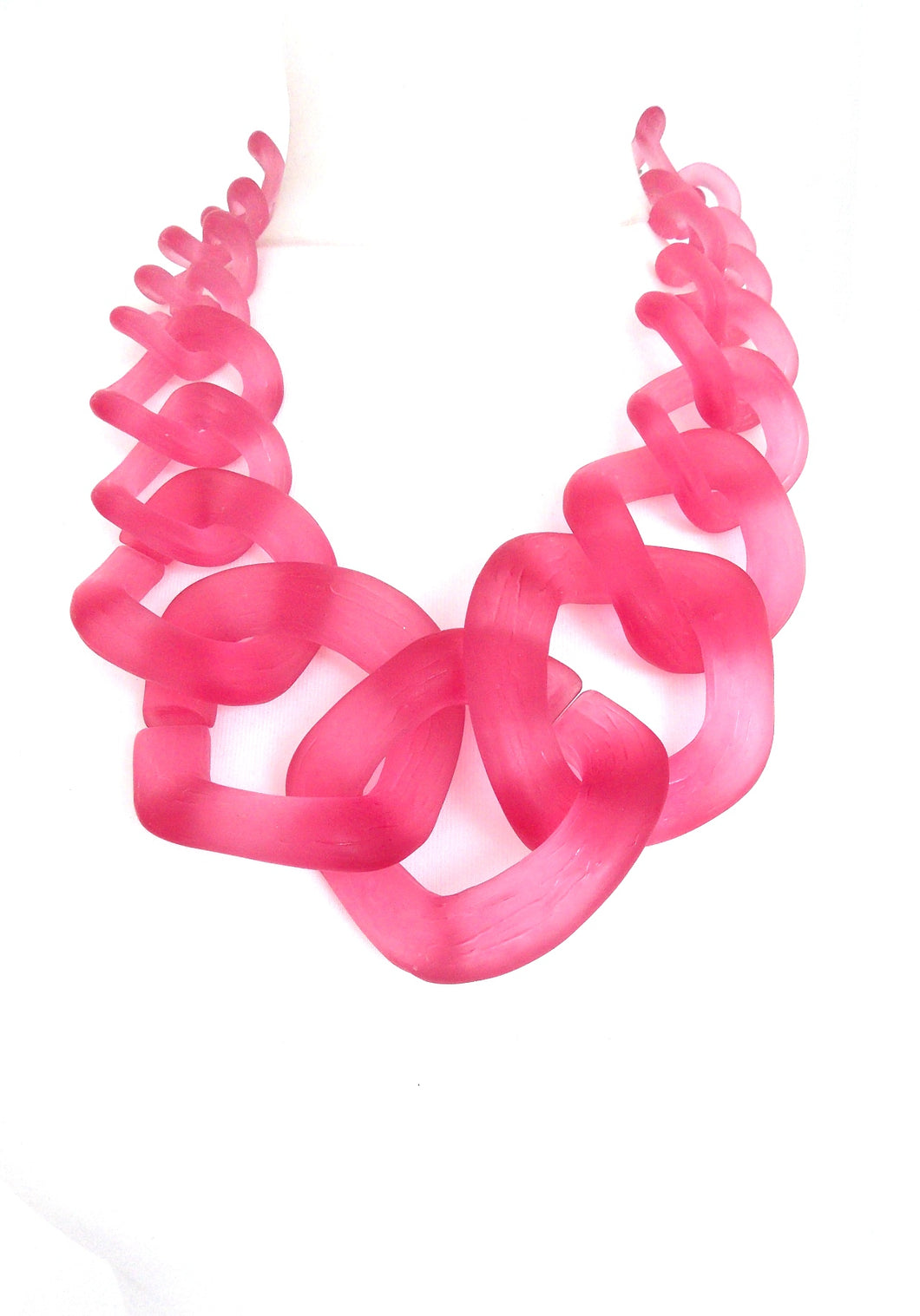 Pink Frosted Chunky Chain Statement Necklace