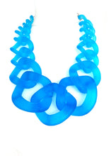 Load image into Gallery viewer, Blue Frosted Chunky Acrylic Chain Statement Necklace
