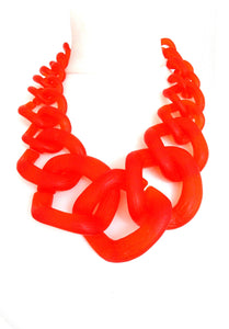 Orange Frosted Chunky Acrylic Chain Necklace