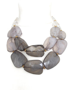 Chunky Grey Faceted Bead Statement Necklace