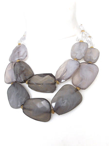 Chunky Grey Faceted Bead Statement Necklace