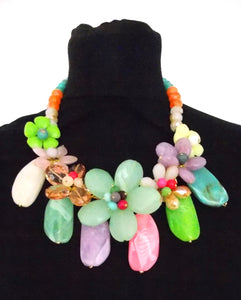 Pastel Floral Bead Statement necklace