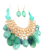 Load image into Gallery viewer, Chunky Green Necklace and Earrings Set
