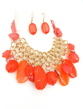 Load image into Gallery viewer, Chunky Orange Bead Necklace and Earrings Set
