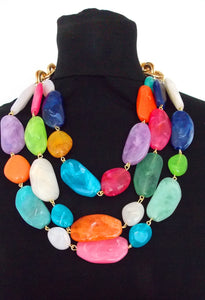 Chunky Three Tier Bead Statement Necklace