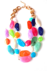Chunky Three Tier Bead Statement Necklace