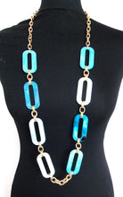 Load image into Gallery viewer, Long Turquoise Resin Chain Link Necklace
