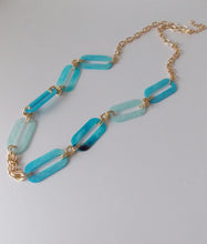 Load image into Gallery viewer, Long Turquoise Resin Chain Link Necklace
