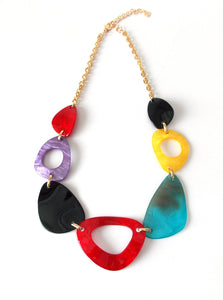 Multi Coloured Abstract Resin Statement Necklace