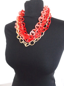 Chunky Acrylic Coral Chain Statement Necklace