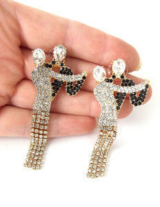 Dancing Couple Crystal Jewelled Statement Earrings