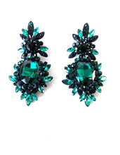 Load image into Gallery viewer, Green Jewelled Statement Earrings
