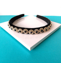 Load image into Gallery viewer, Mini Black Jewelled Handmade Headband

