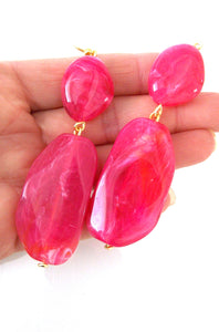 Pink Acrylic Bead Earrings