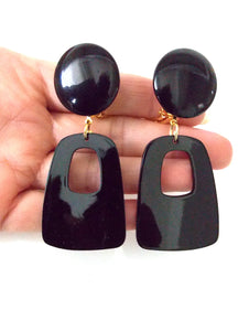 Clip On Black Acrylic Earrings