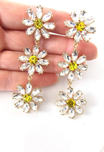 Clip On Jewelled Daisy Chain Earrings