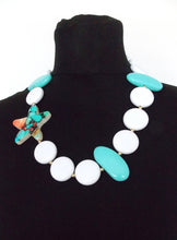 Load image into Gallery viewer, Turquoise and White Starfish Statement Necklace
