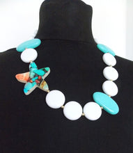 Load image into Gallery viewer, Turquoise and White Starfish Statement Necklace
