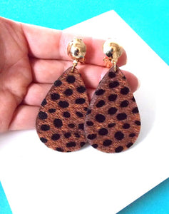 Brown Leopard Print  Clip On Earrings