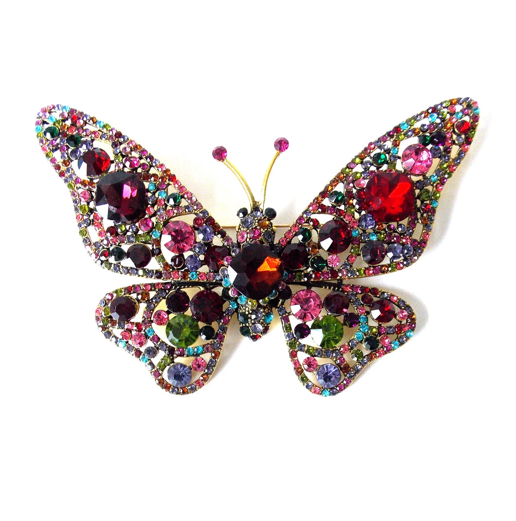 Over Sized Jewelled Butterfly Brooch
