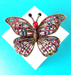 Jewelled Vintage Style Butterfly Brooch